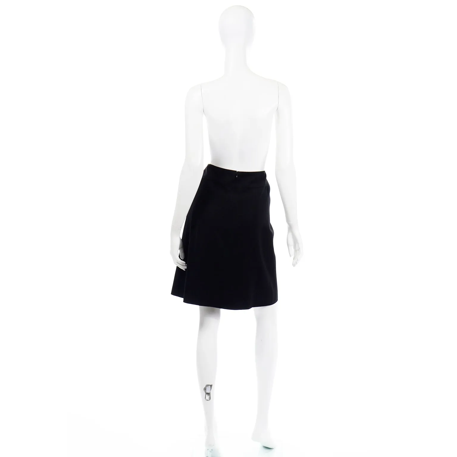 2001 Spring Summer Chanel Black Wool Skirt W CC Logo Monogram