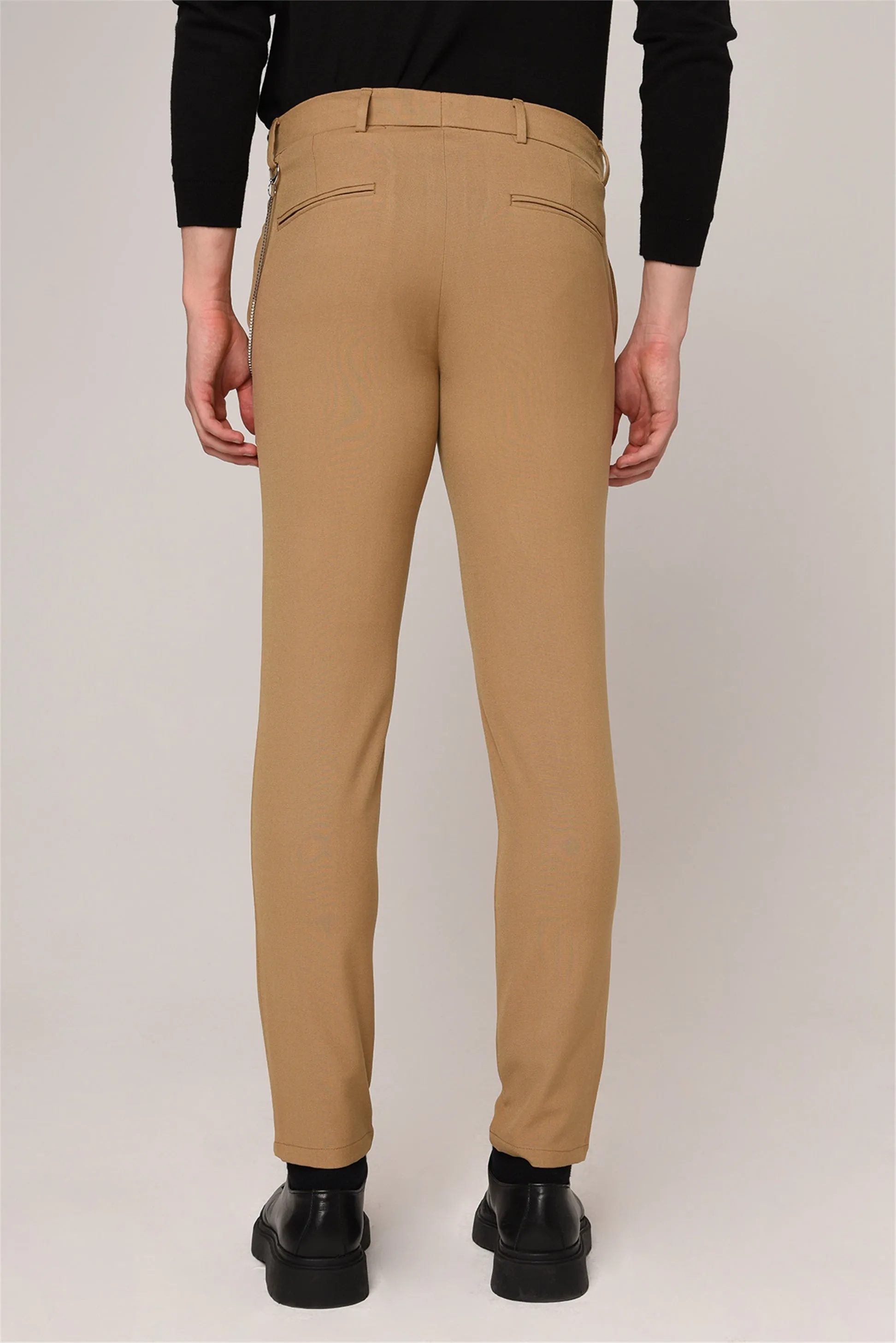 ANT Men's Slim Fit Straight Accessory Fabric Trousers - Rio de Mouro