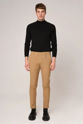 ANT Men's Slim Fit Straight Accessory Fabric Trousers - Rio de Mouro