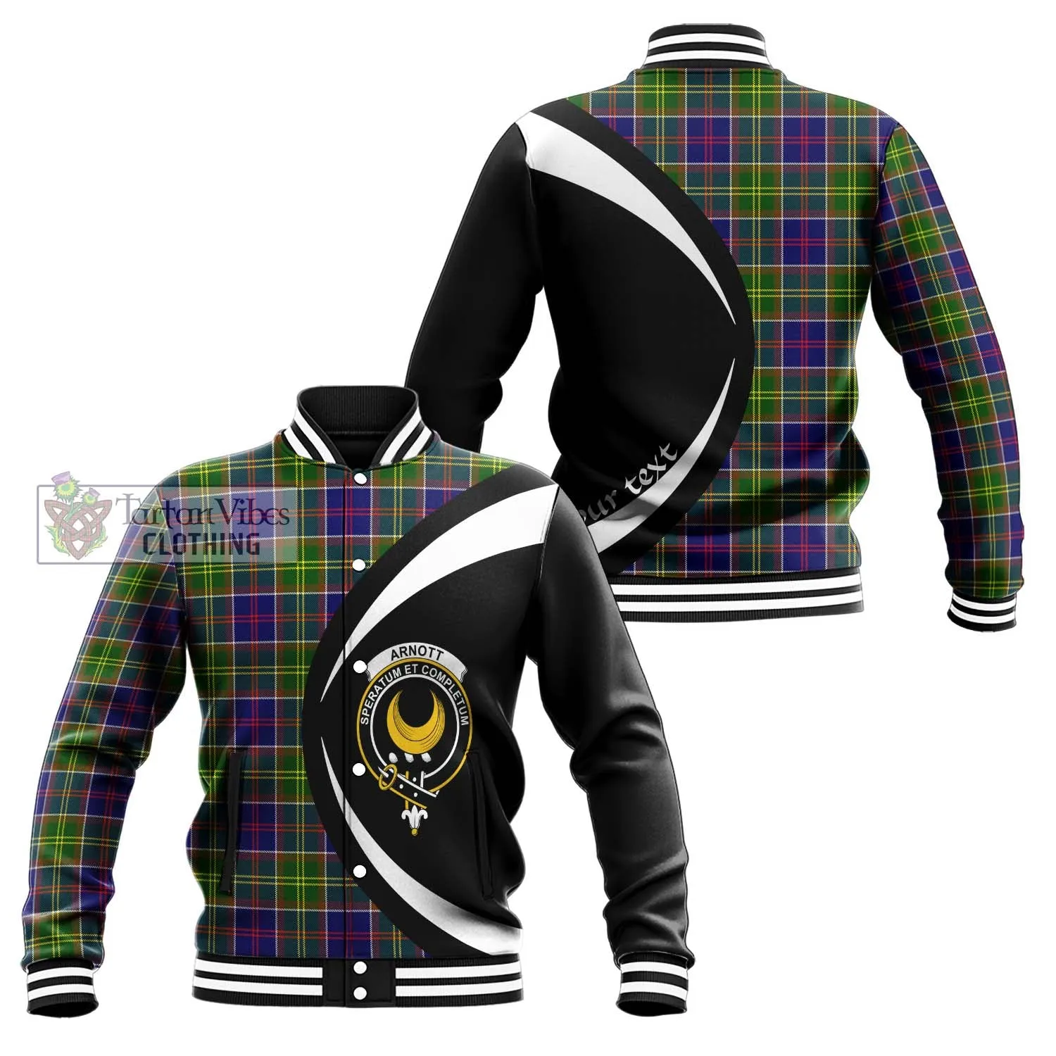 Arnott Tartan Baseball Jacket with Family Crest Circle Style