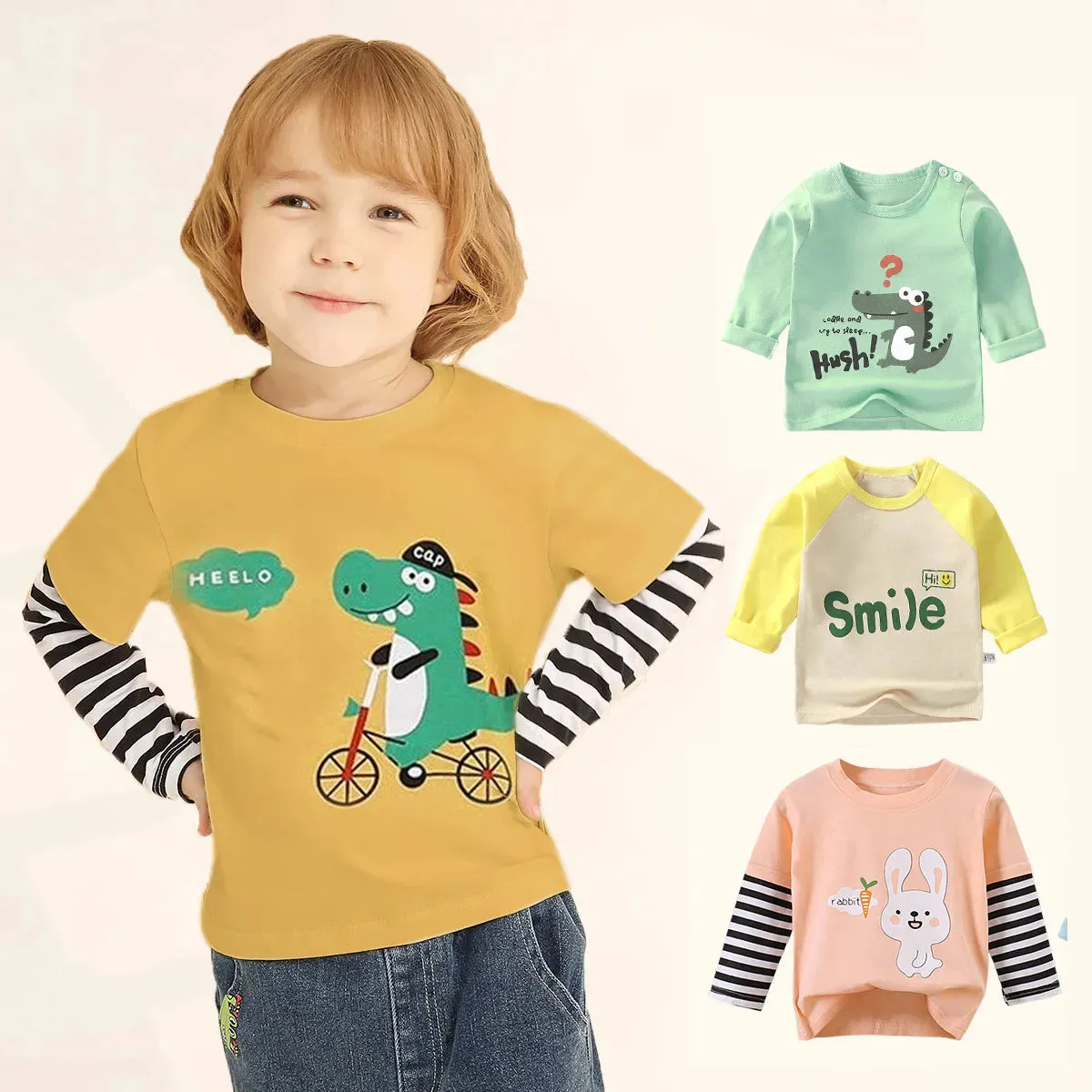 Baby Girls Cartoon Striped T-Shirt