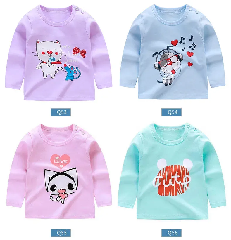 Baby Girls Cartoon Striped T-Shirt