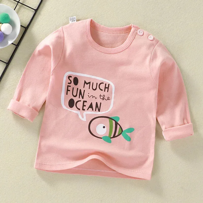 Baby Girls Cartoon Striped T-Shirt