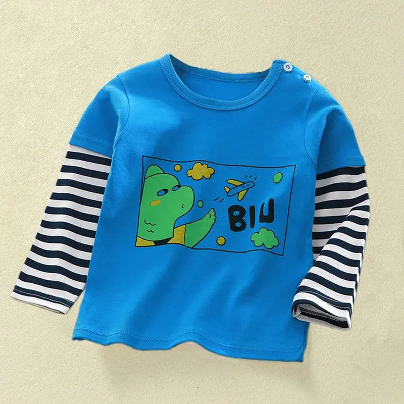 Baby Girls Cartoon Striped T-Shirt