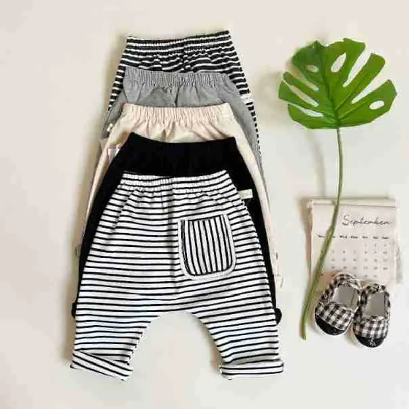 Baby Solid Color Striped Pants Star T-shirt