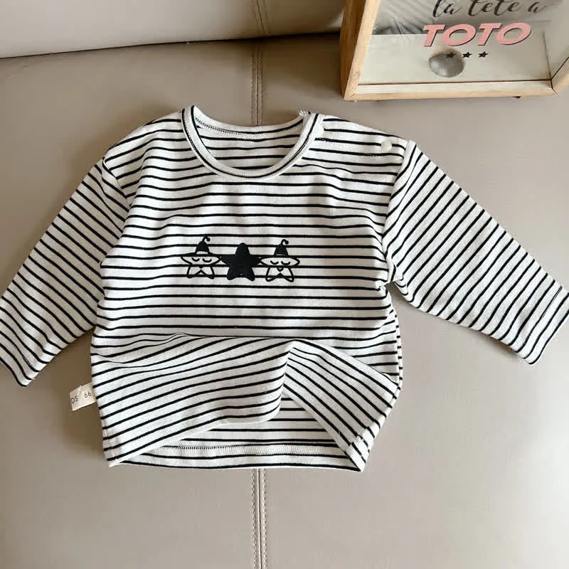 Baby Solid Color Striped Pants Star T-shirt
