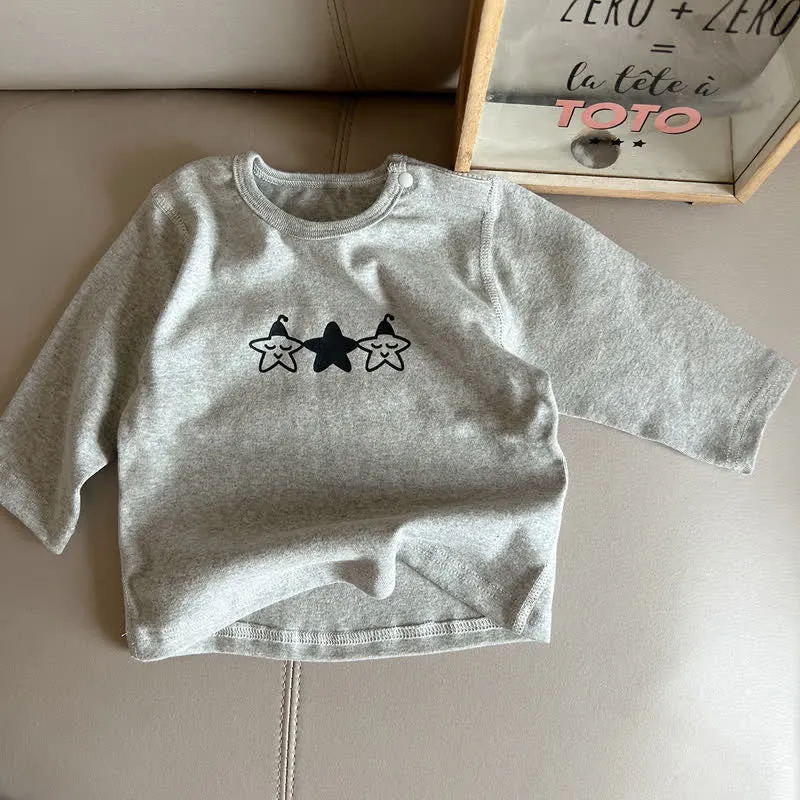 Baby Solid Color Striped Pants Star T-shirt