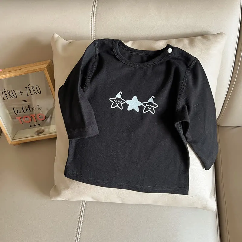 Baby Solid Color Striped Pants Star T-shirt