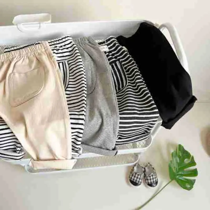 Baby Solid Color Striped Pants Star T-shirt