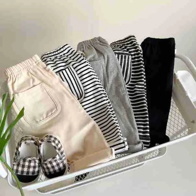 Baby Solid Color Striped Pants Star T-shirt