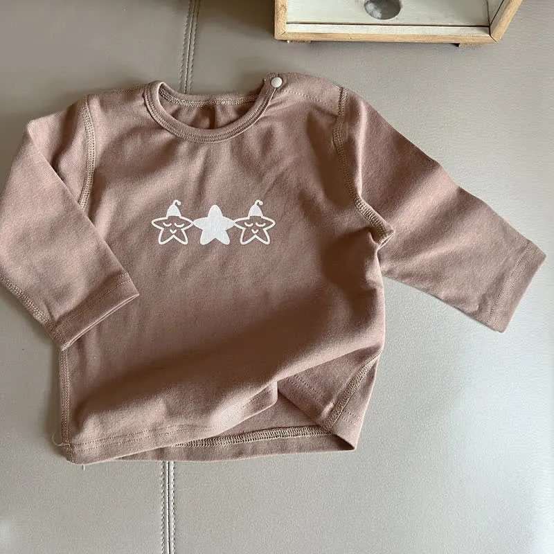 Baby Solid Color Striped Pants Star T-shirt
