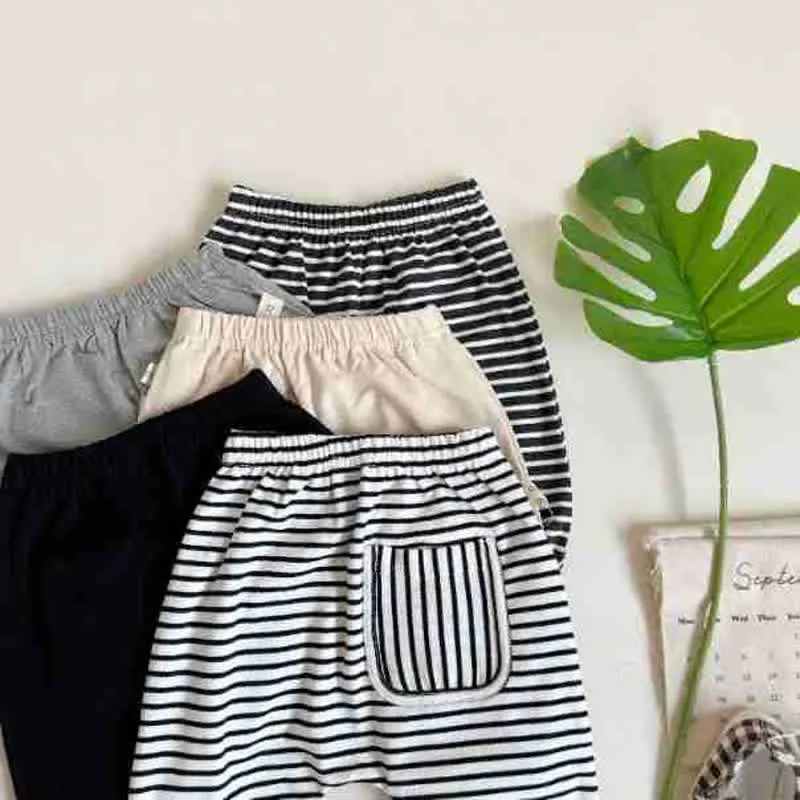 Baby Solid Color Striped Pants Star T-shirt