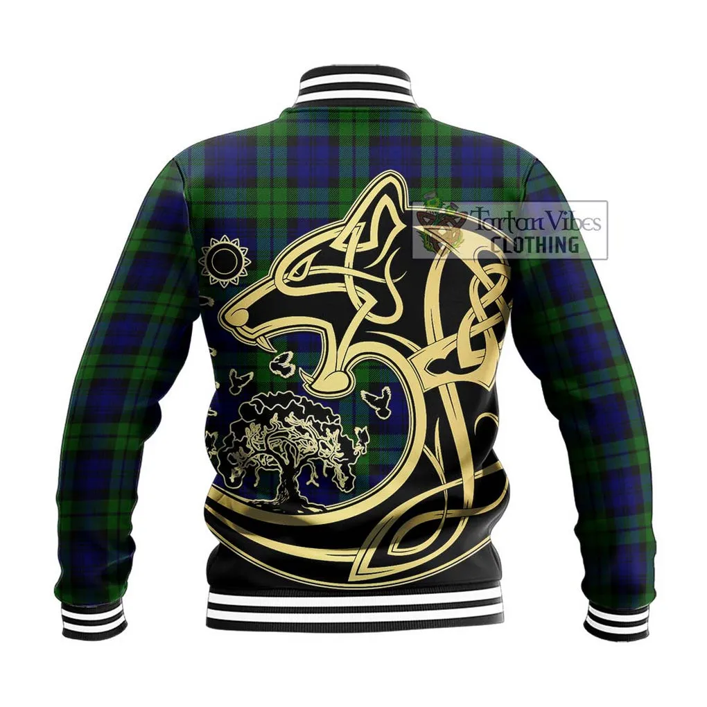 Bannatyne Tartan Baseball Jacket with Family Crest Celtic Wolf Style