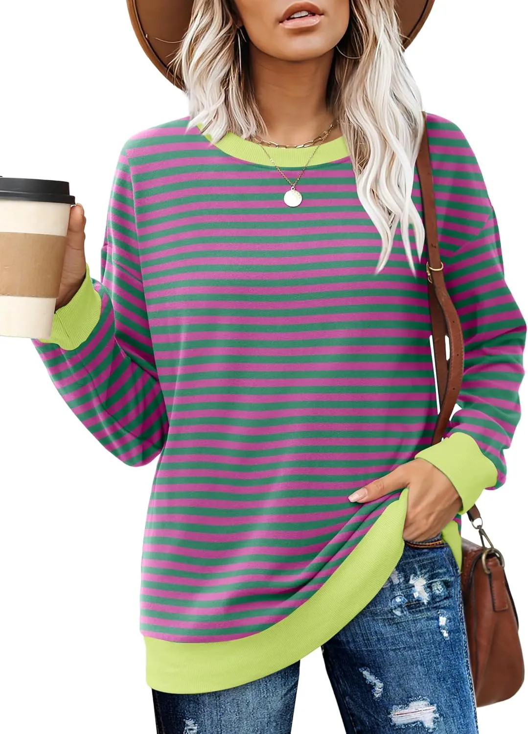 Besshopie Womens Long Sleeve Shirts Crewneck Casual Tunic Tops Fall Fashion Outfits