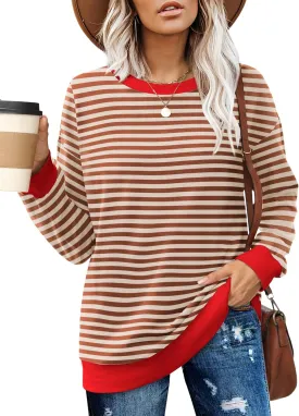 Besshopie Womens Long Sleeve Shirts Crewneck Casual Tunic Tops Fall Fashion Outfits