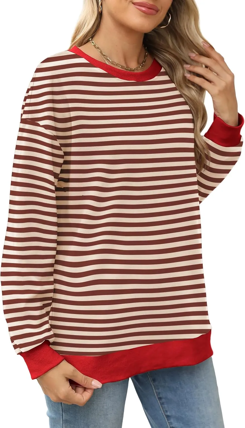 Besshopie Womens Long Sleeve Shirts Crewneck Casual Tunic Tops Fall Fashion Outfits