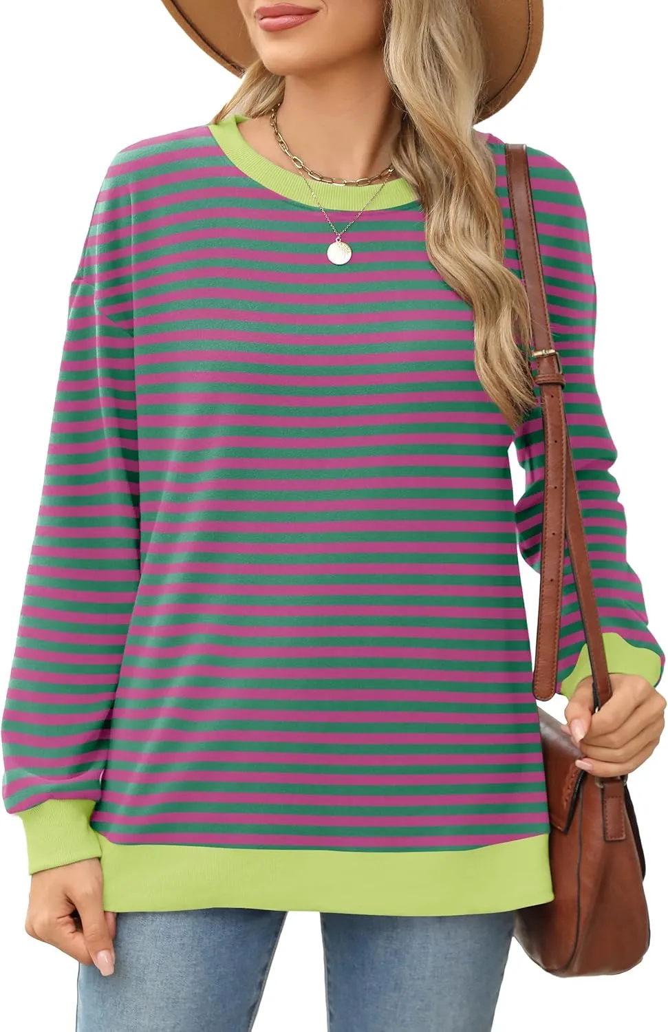 Besshopie Womens Long Sleeve Shirts Crewneck Casual Tunic Tops Fall Fashion Outfits