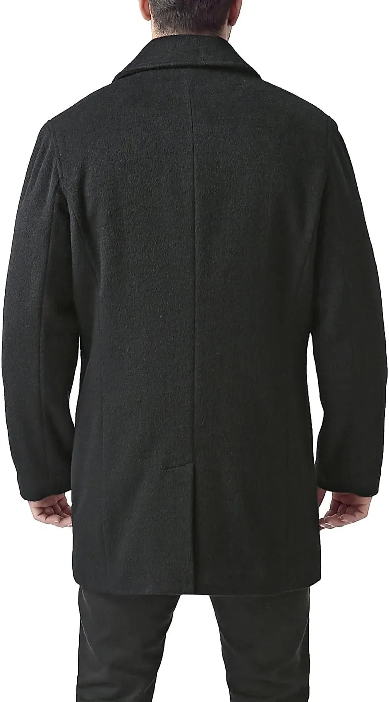 BGSD Men John Wool Blend Single Breasted Walking Car Coat with Removable Bib (Also available in Big and Tall and Short)