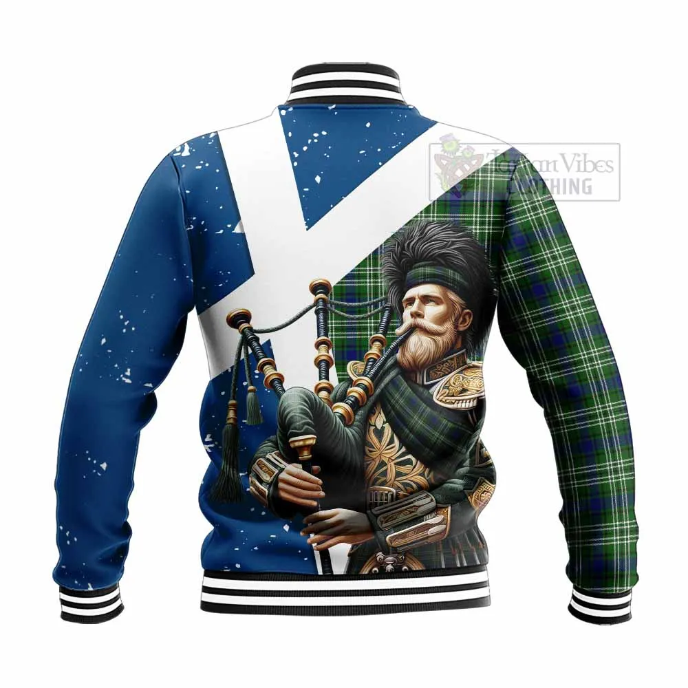Blackadder Tartan Baseball Jacket with Family Crest Scottish Bagpiper Vibes