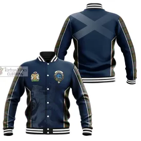 Bowie Tartan Baseball Jacket with Family Crest and Lion Rampant Vibes Sport Style