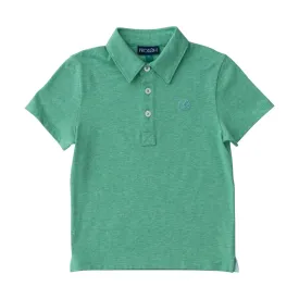 Boys Short Sleeve Too Cool for School Heathered Polo Shirt in Green Spruce Heather