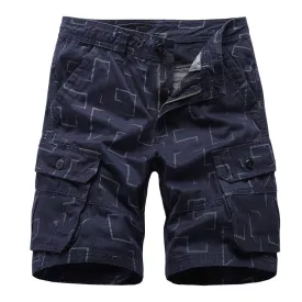 Brand Cargo Shorts Men Geometric Print Casual Cotton Tactical