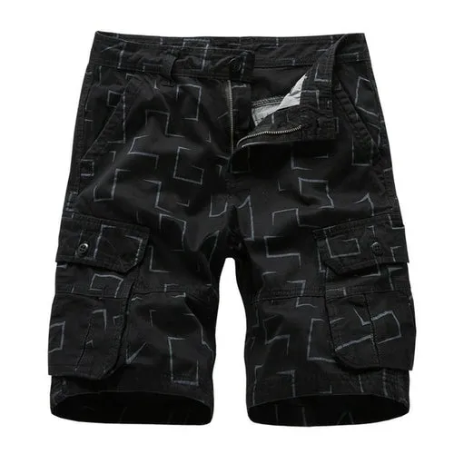 Brand Cargo Shorts Men Geometric Print Casual Cotton Tactical