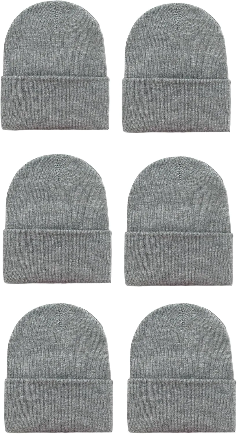 Brand. Wholesale 6 PCS Unisex Knit Long Cuff Ski Solid Plain Beanie Cap