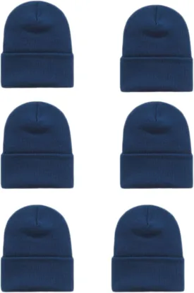 Brand. Wholesale 6 PCS Unisex Knit Long Cuff Ski Solid Plain Beanie Cap