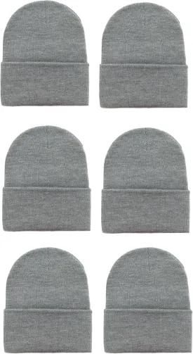 Brand. Wholesale 6 PCS Unisex Knit Long Cuff Ski Solid Plain Beanie Cap