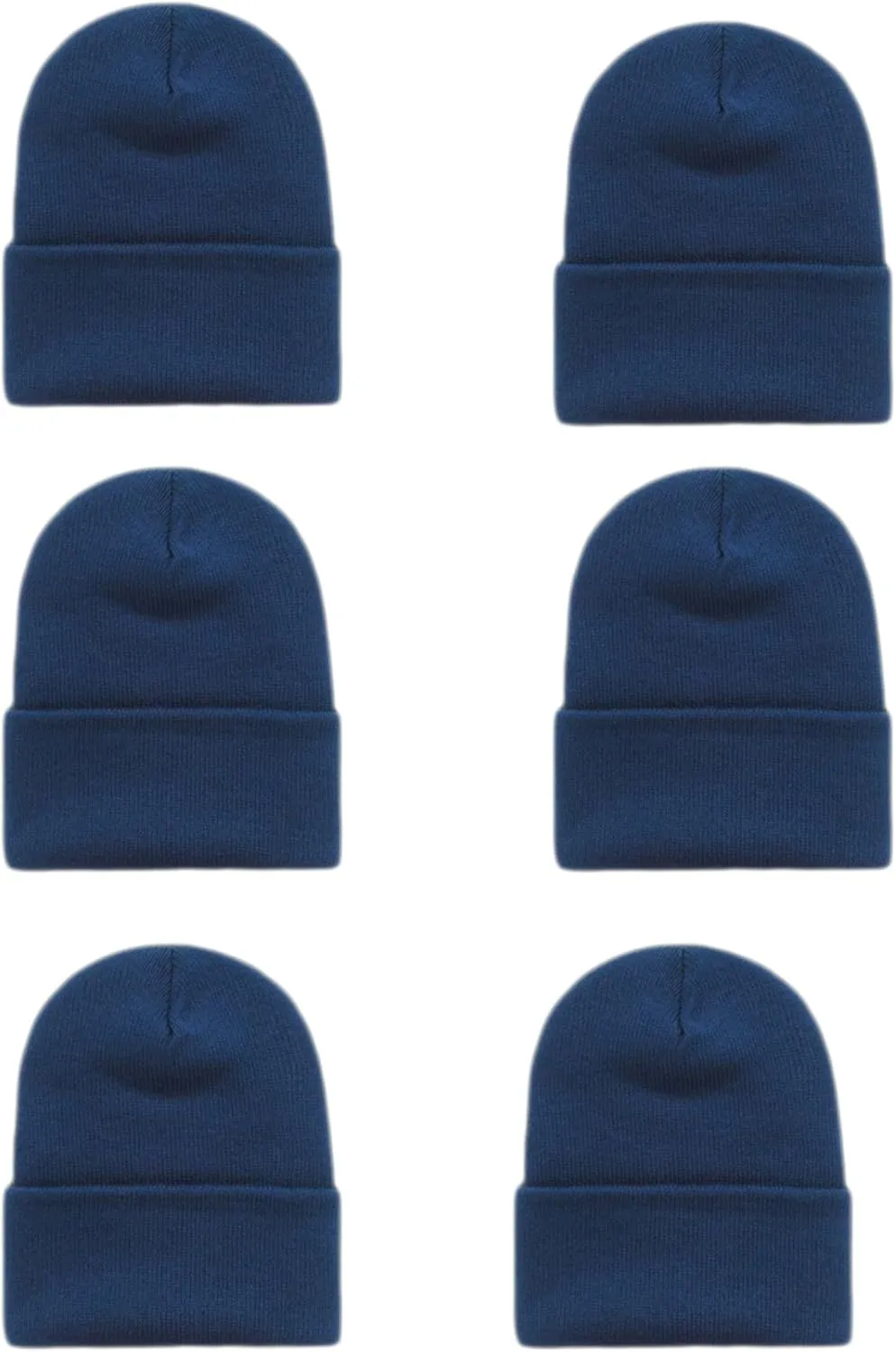Brand. Wholesale 6 PCS Unisex Knit Long Cuff Ski Solid Plain Beanie Cap
