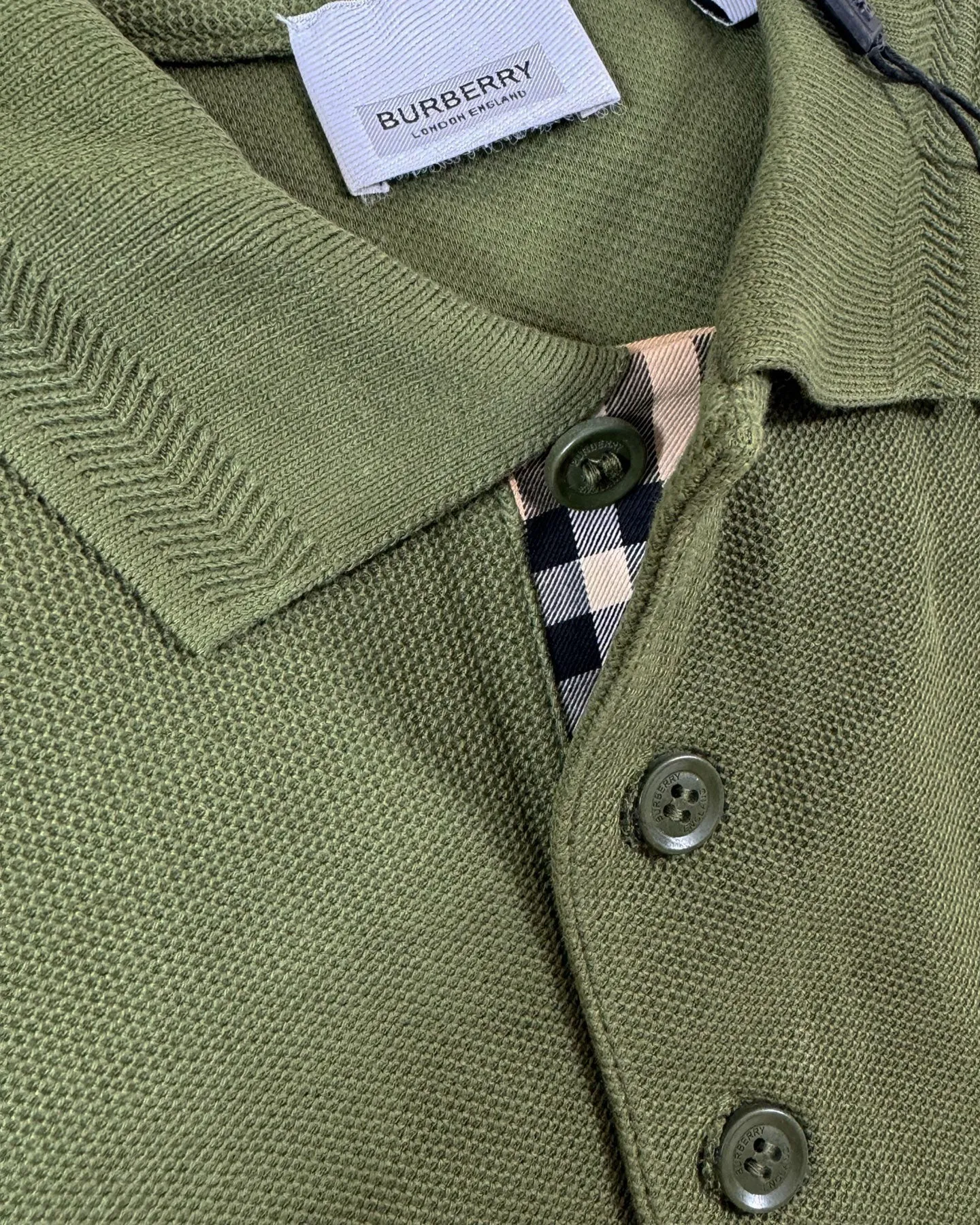 Burberry Men Polo Shirt Eddie Olive Cotton Regular Fit XL BLACK FRIDAY SALE
