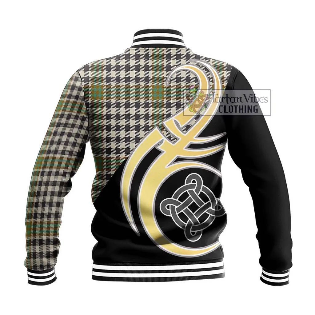 Burns Check Tartan Baseball Jacket with Family Crest and Celtic Symbol Style
