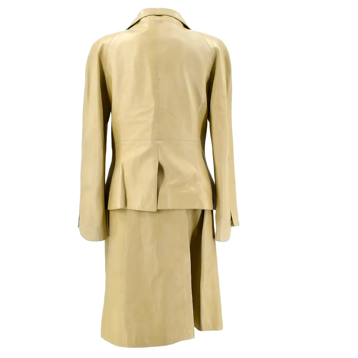 Chanel 2001 spring CC-buttons skirt leather suit #42