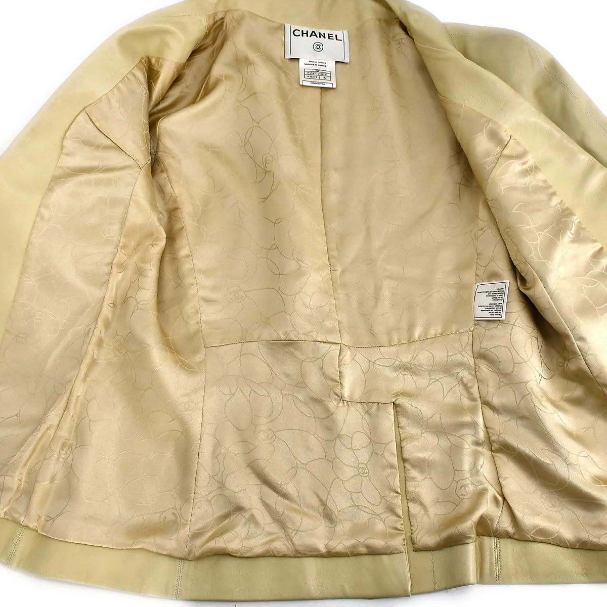 Chanel 2001 spring CC-buttons skirt leather suit #42