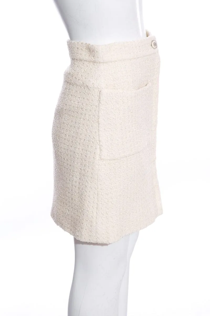 Chanel 2020 Cruise Ivory Fantasy Tweed Skirt SZ 38 NWT