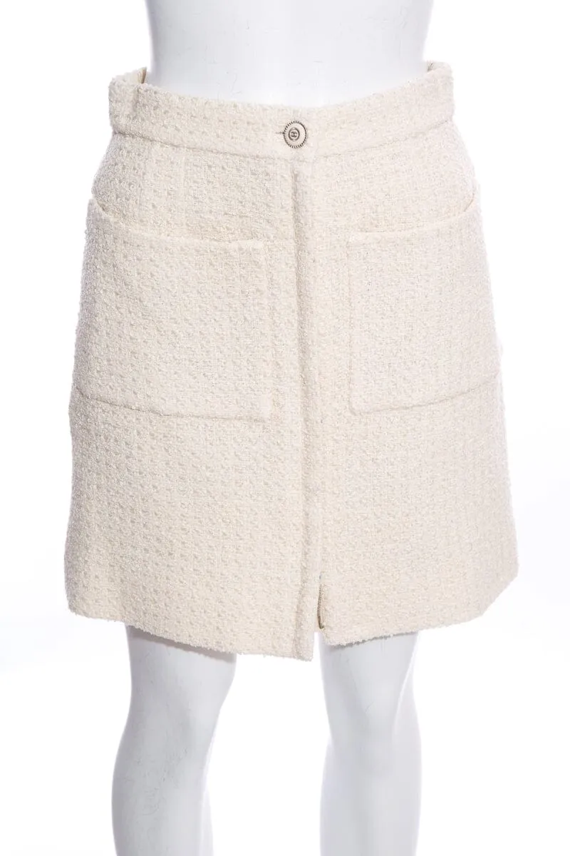 Chanel 2020 Cruise Ivory Fantasy Tweed Skirt SZ 38 NWT