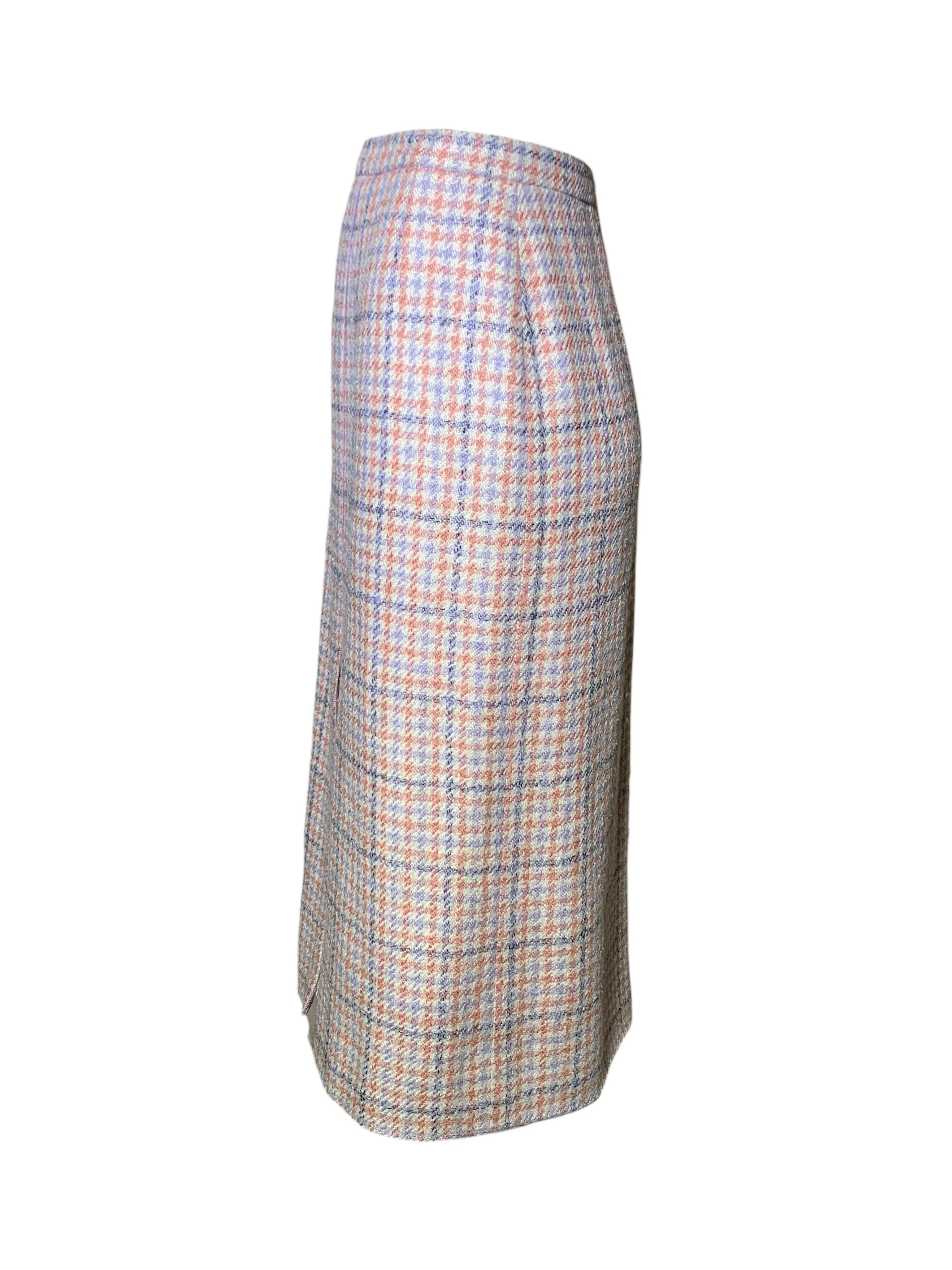 Chanel Boutique 1990s Pale Pink & Lavender Houndstooth Ensemble