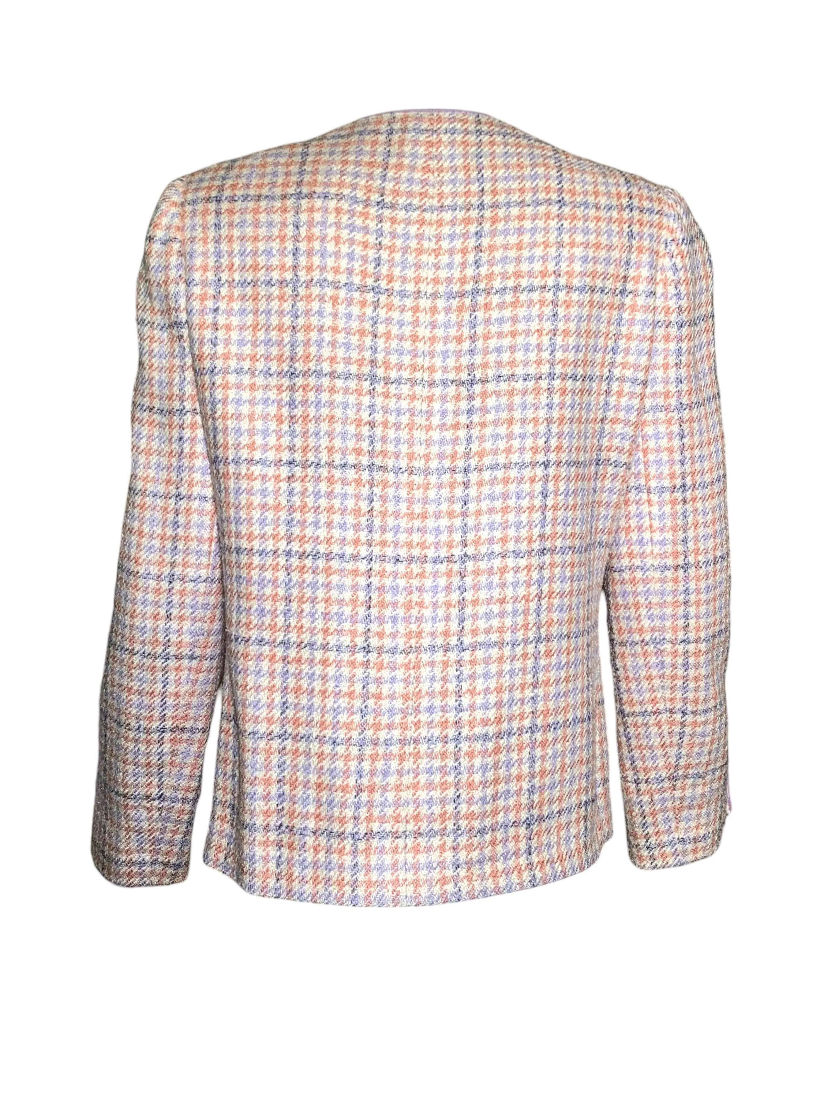 Chanel Boutique 1990s Pale Pink & Lavender Houndstooth Ensemble