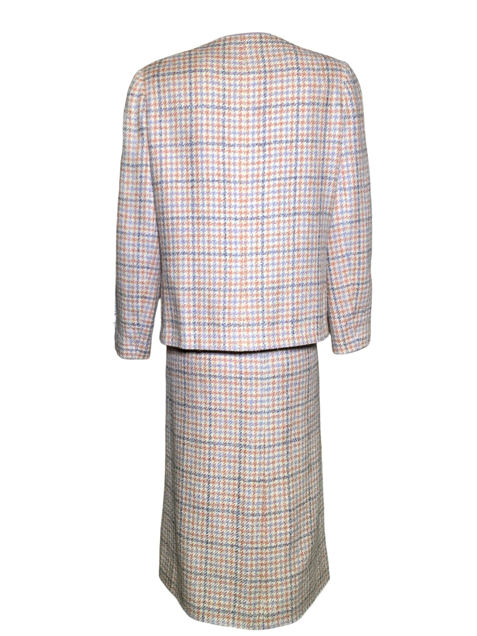 Chanel Boutique 1990s Pale Pink & Lavender Houndstooth Ensemble