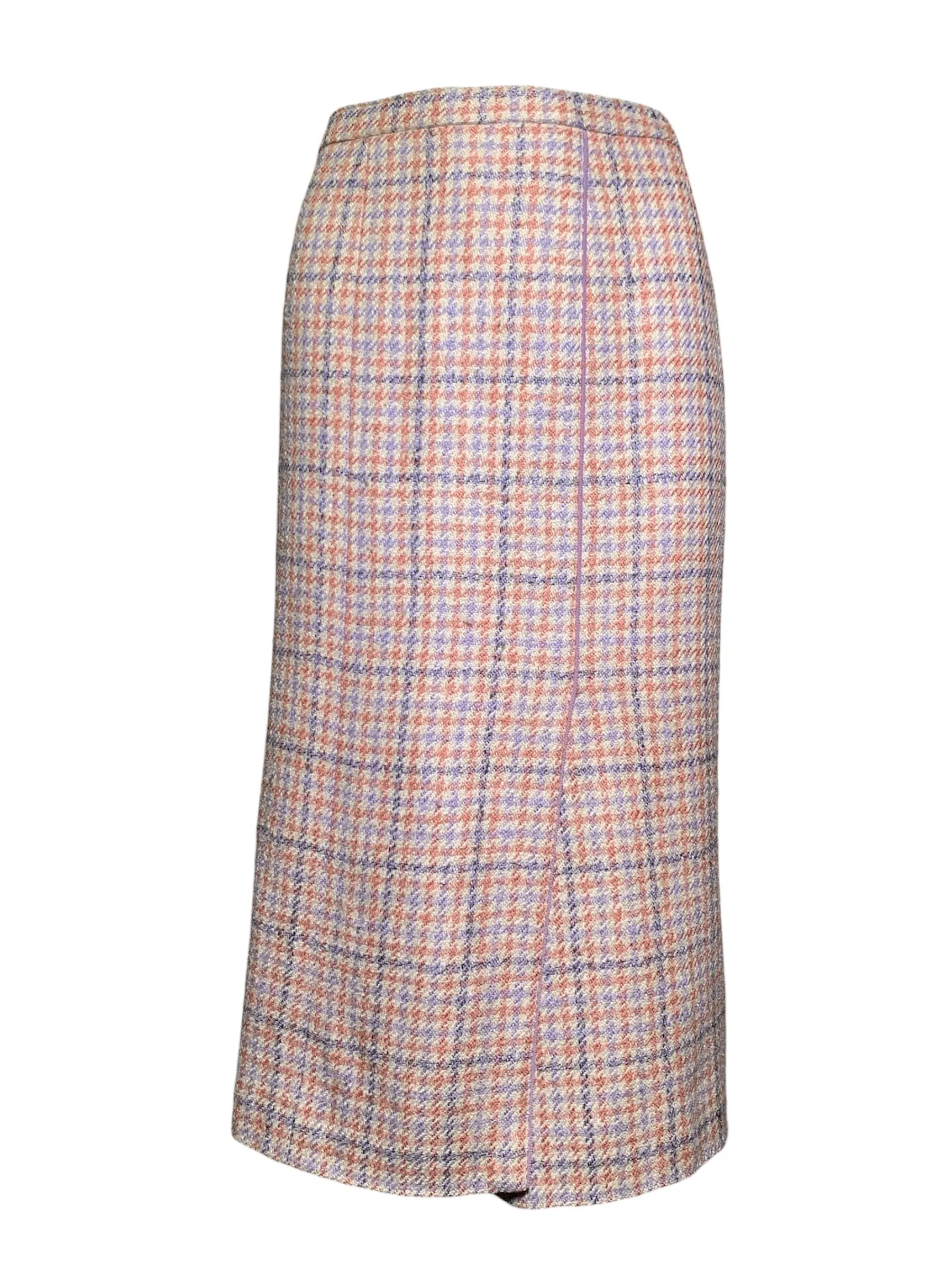 Chanel Boutique 1990s Pale Pink & Lavender Houndstooth Ensemble