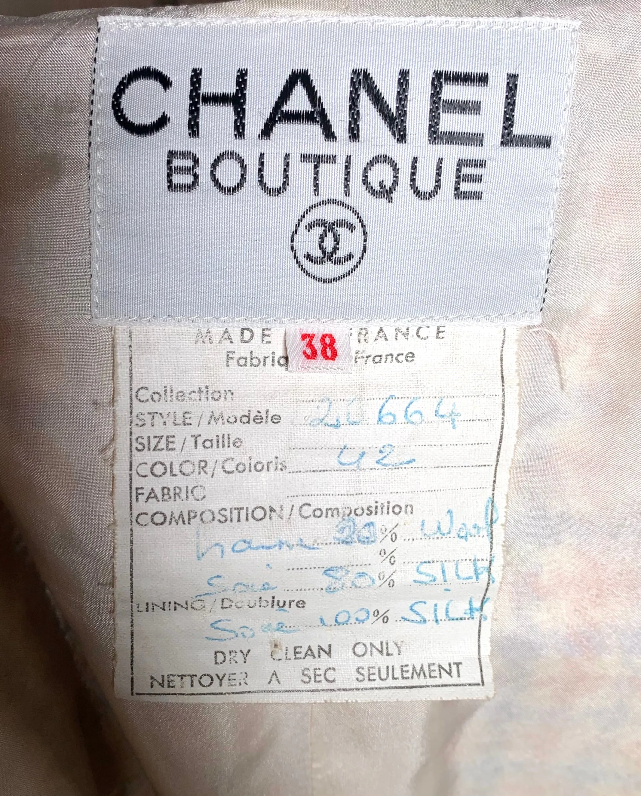 Chanel Boutique 1990s Pale Pink & Lavender Houndstooth Ensemble