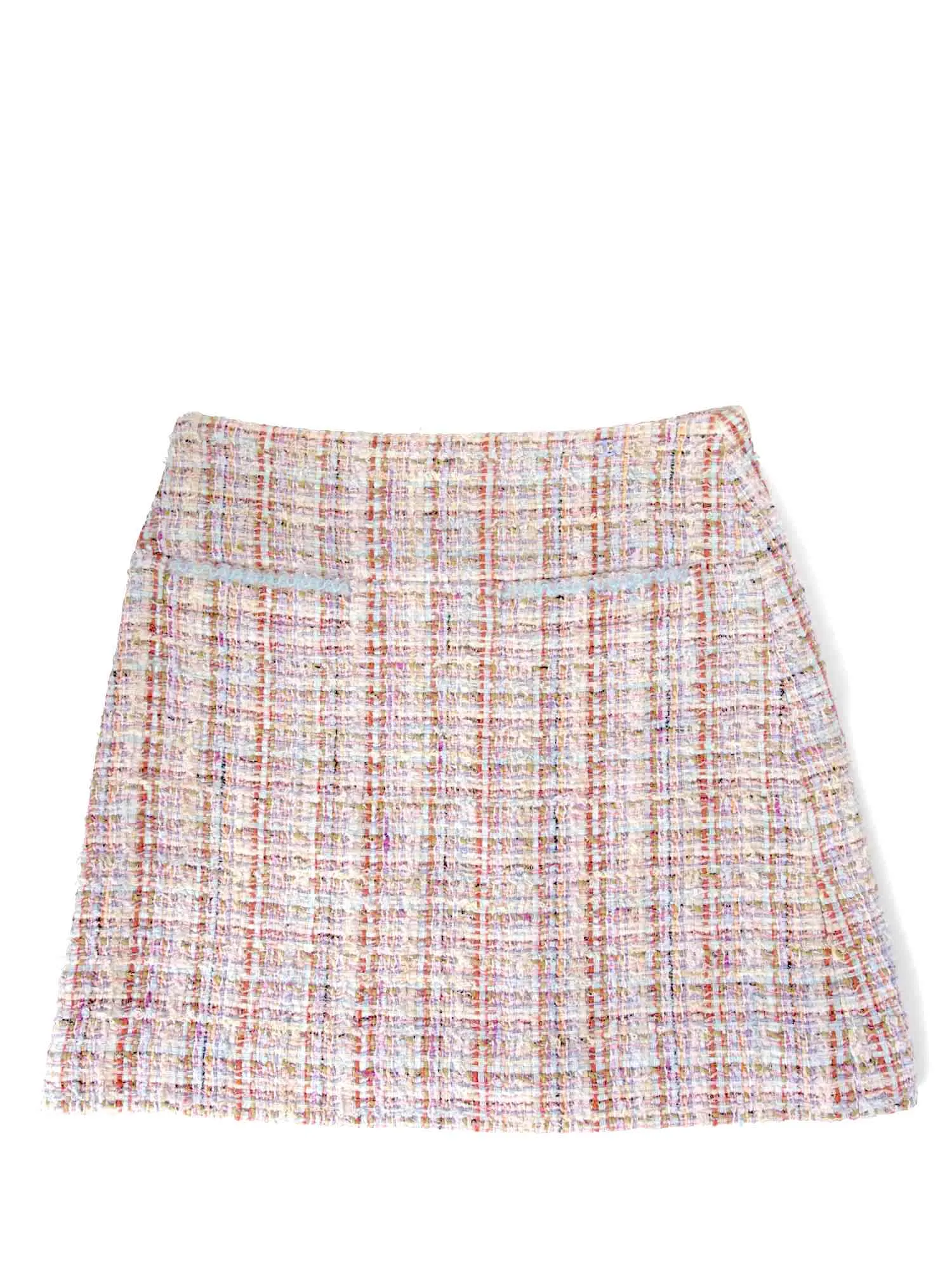 CHANEL CC Logo Tweed A-Line Skirt Multicolor