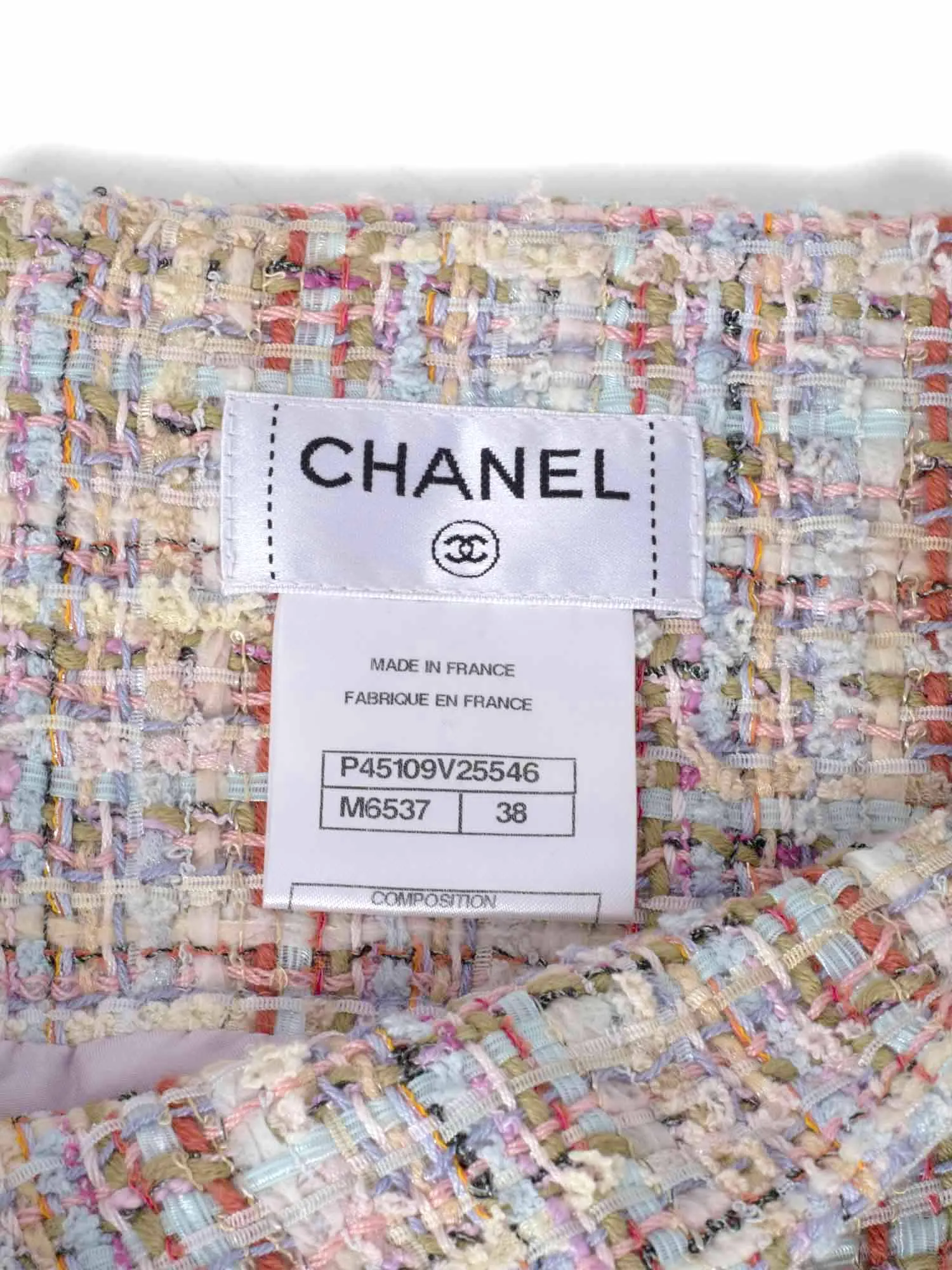 CHANEL CC Logo Tweed A-Line Skirt Multicolor