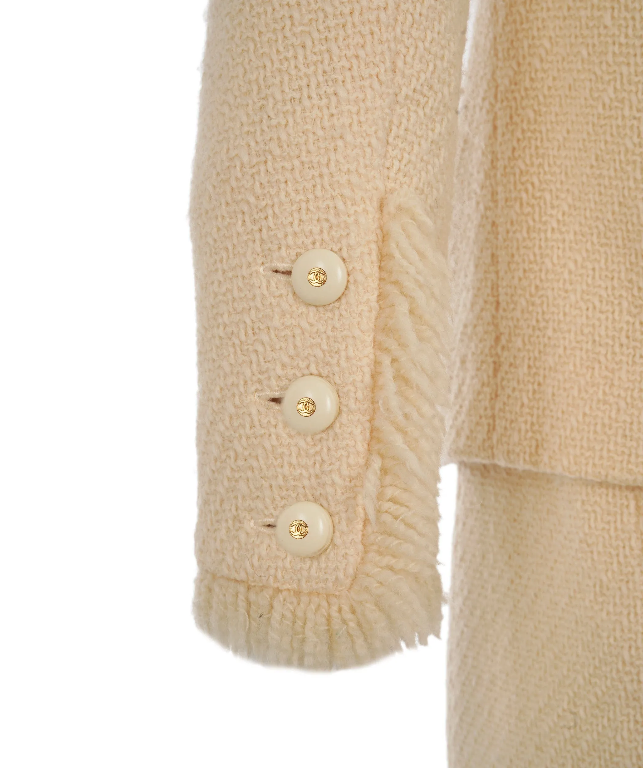 Chanel Fringe Trimmed Skirt Suits Cream ASL10506