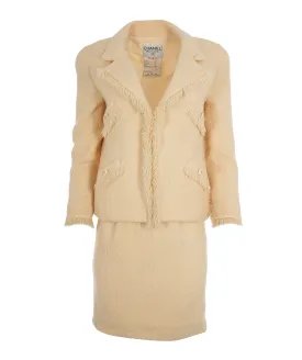 Chanel Fringe Trimmed Skirt Suits Cream ASL10506
