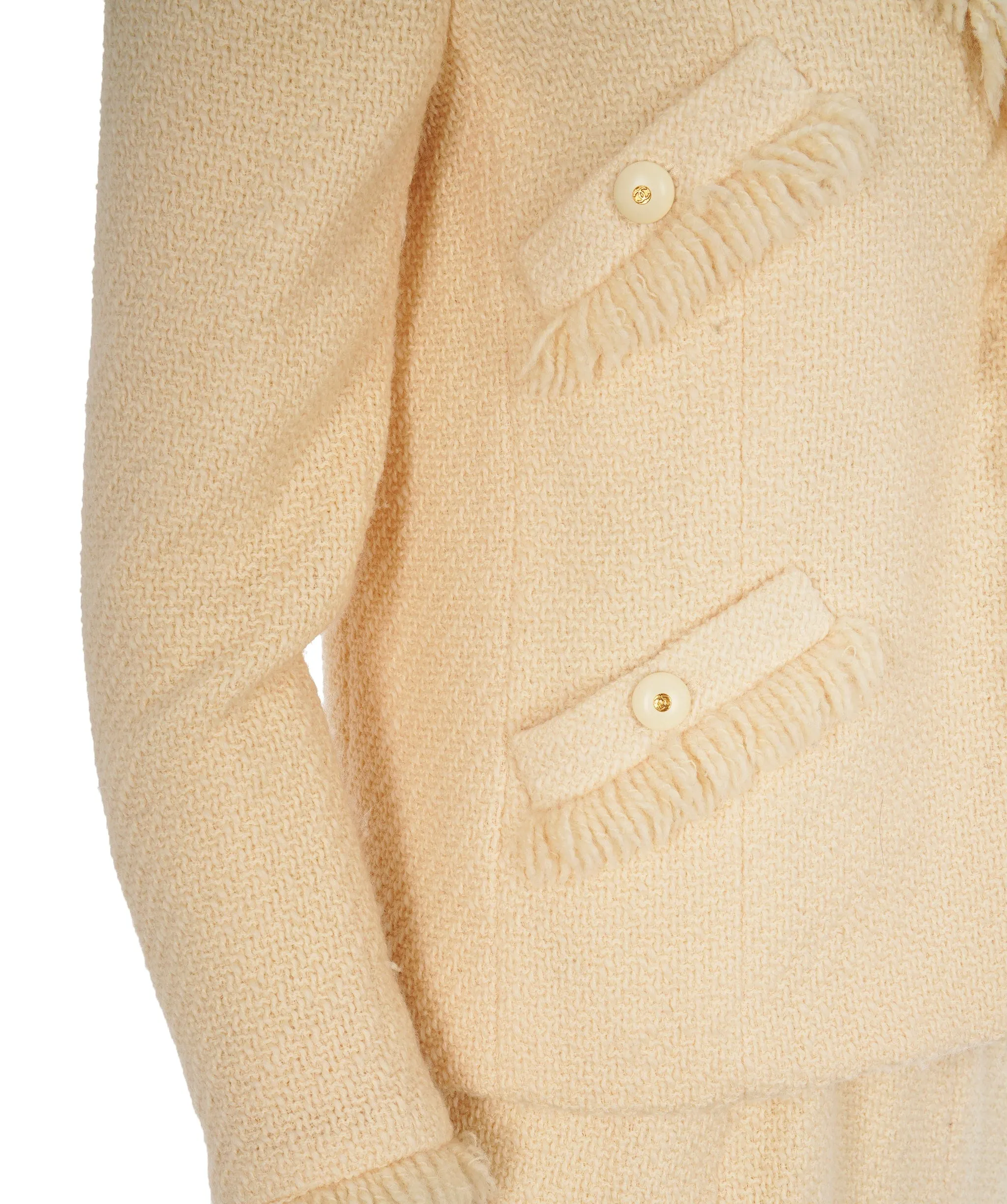 Chanel Fringe Trimmed Skirt Suits Cream ASL10506