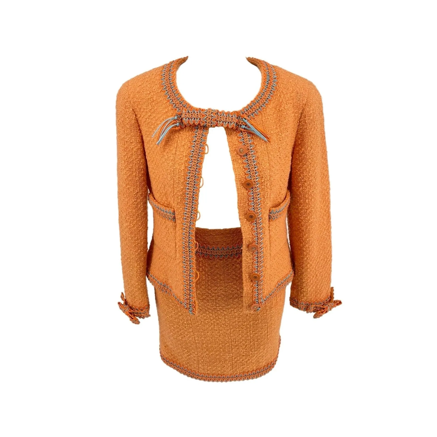 Chanel Orange Rare Logo Skirt Set
