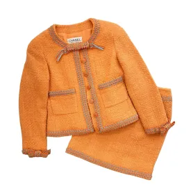 Chanel Orange Rare Logo Skirt Set