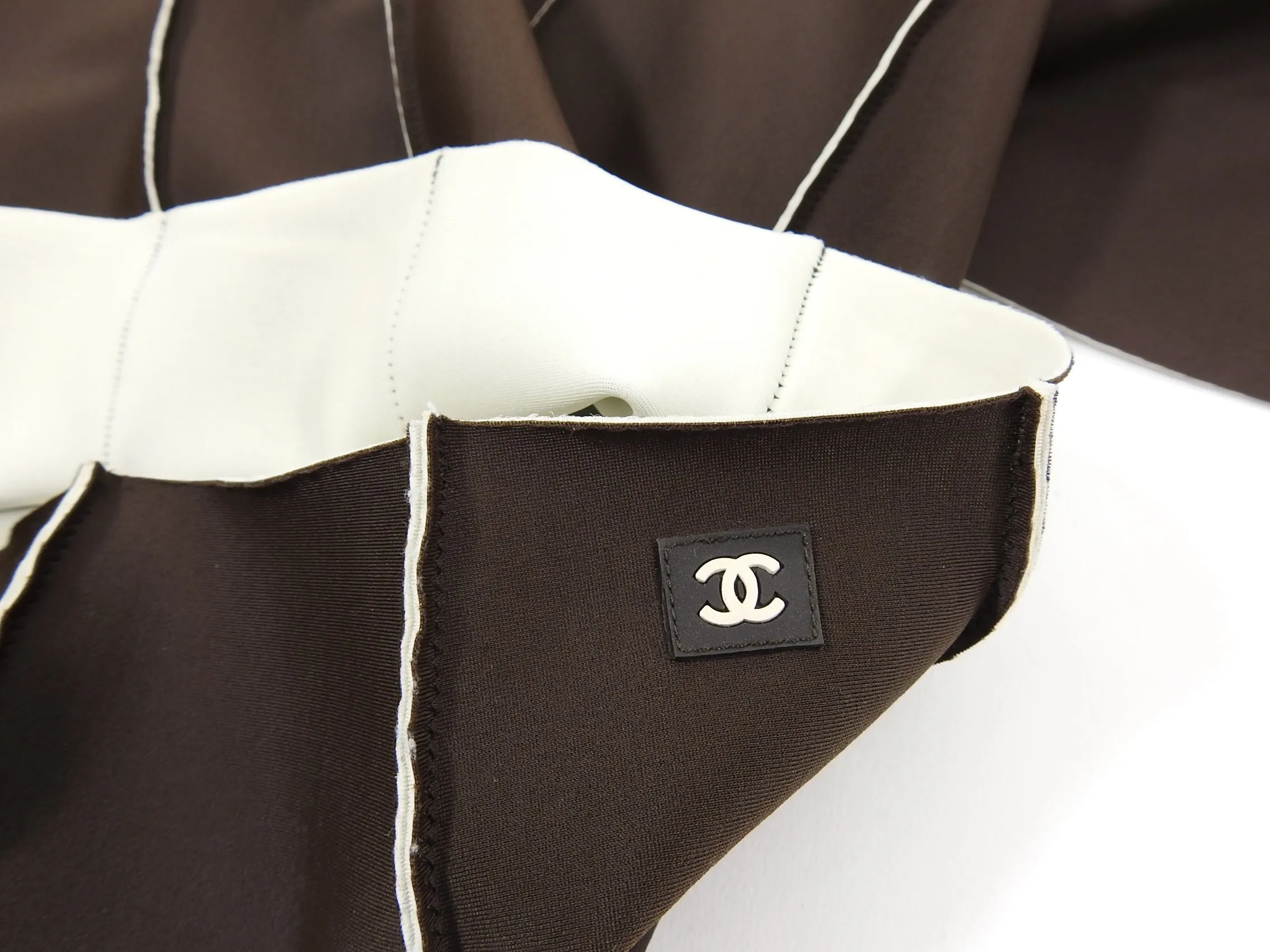 Chanel Vintage 1997 Brown Neoprene Skirt and Bag Set